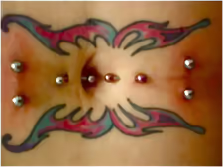Belly Piercing With Butterfly Tattoo Belly Piercing With Butterfly Tattoo