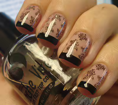 black floral nail tattoo black floral nail tattoo