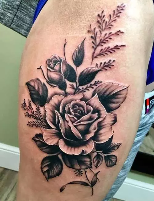 Black Rose Hip Tattoo Design