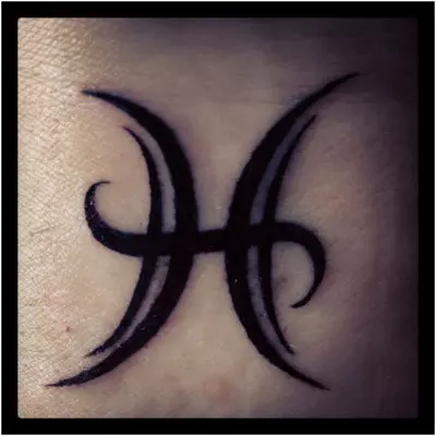 Bold Black Pisces Symbol Tattoo