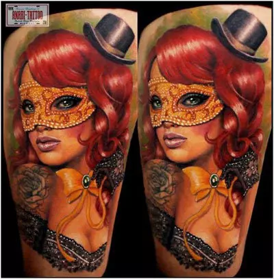 Bow mask tattoo