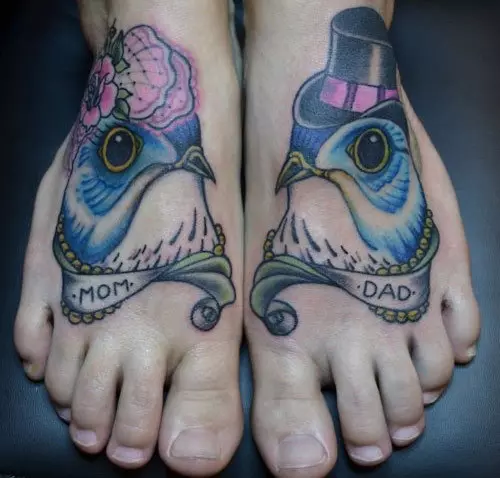 cock and hen mom dad tattoo