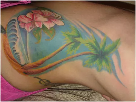 Colored Palm Tree Tattoo