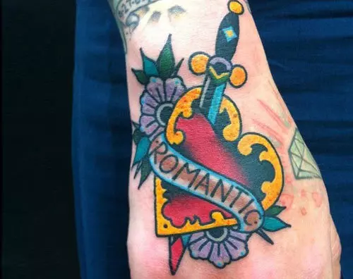 Colorful Dagger Tattoo