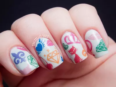 colorful nail tattoo