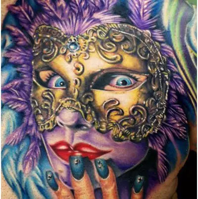 Colorful mask tattoo