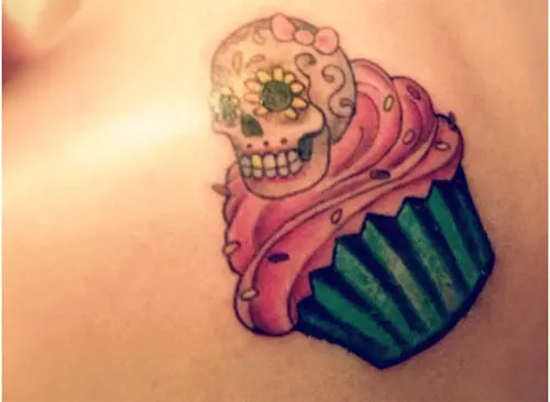 cupcake with skull tattoo