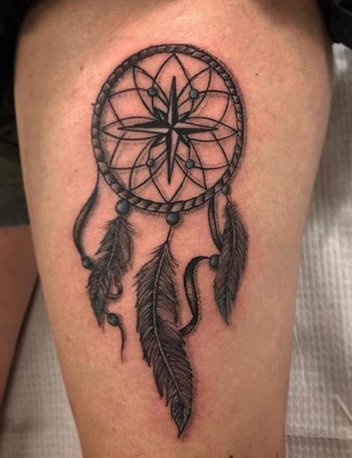 Hip Tattoos - Dream catcher Hip Tattoo