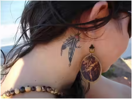 Dual Feathers Ear Tattoo Dual Feathers Ear Tattoo