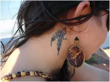 Dual Feathers Ear Tattoo