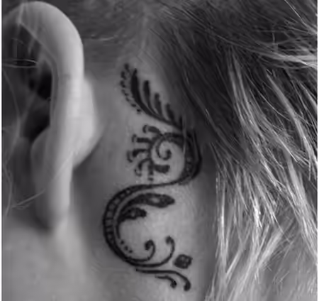 Floral Motif Ear Tattoo Floral Motif Ear Tattoo