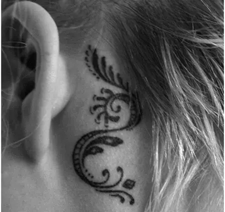 Floral Motif Ear Tattoo