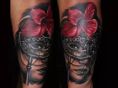 Flower mask tattoo