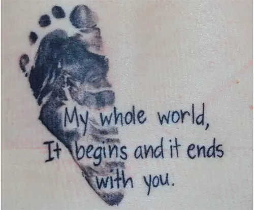 Footprint and Message Tattoo