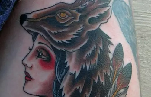 gypsy girl with deer headgear tattoo