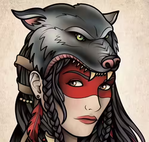 gypsy girl with wolf headgear tattoo gypsy girl with wolf headgear tattoo