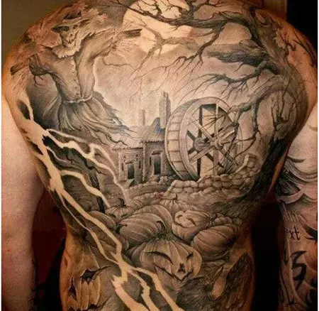 Halloween Back Tattoo