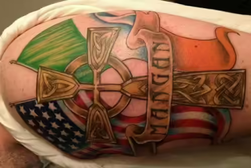 Irish and American Flags Tattoo Irish and American Flags Tattoo