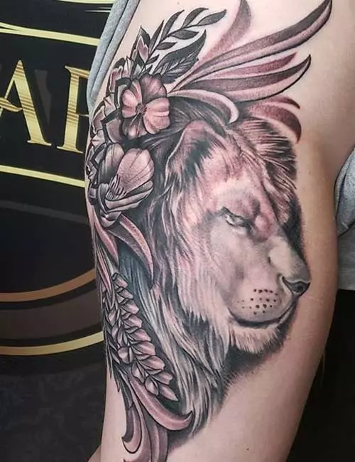 Lion Headdress Side Hip Tattoo