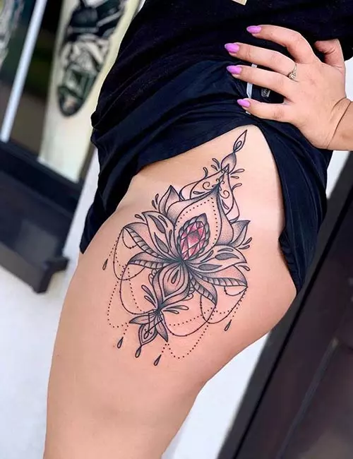 Lotus Hip Tattoo Design