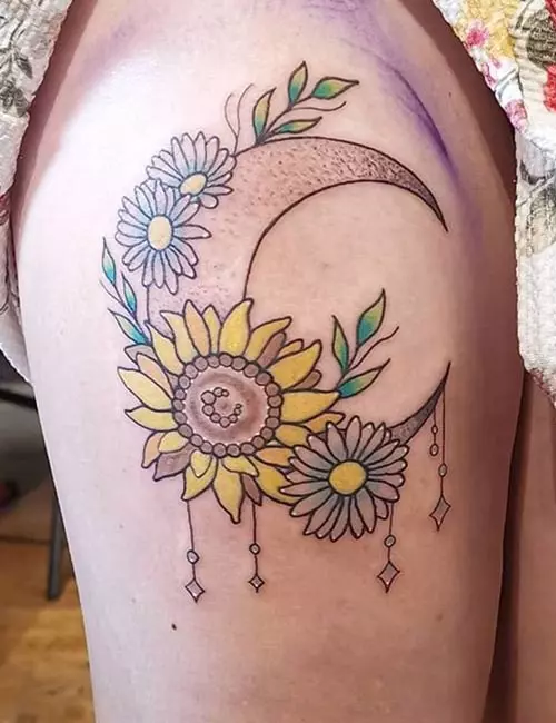 Moon Side Hip Tattoo Design