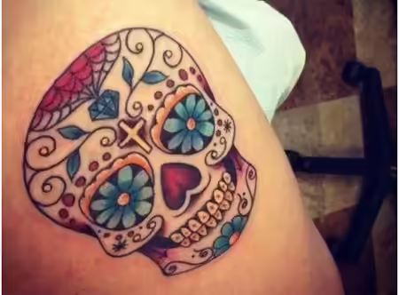 Multi Colored Mexican Skull Tattoo Multi Colored Mexican Skull Tattoo