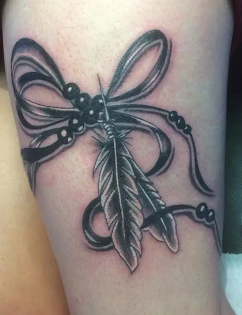 Ribbon Hip Tattoo Designs On Forearm