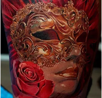 Vintage mask tattoo