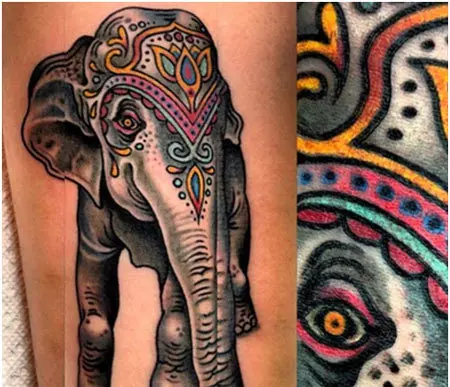 color elephant tattoo