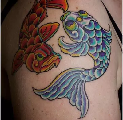 colored pisces tattoo