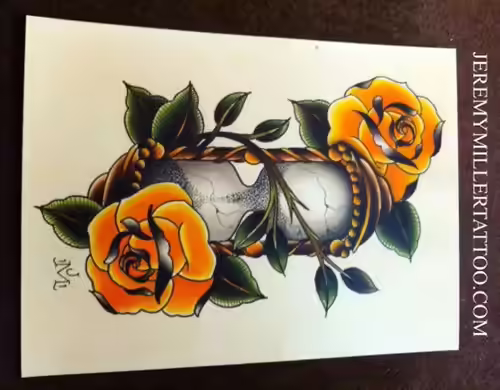 hourglass and rose tattoo hourglass and rose tattoo