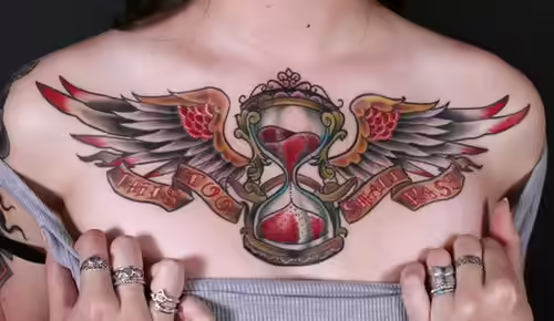 hourglass with wings tattoo hourglass with wings tattoo