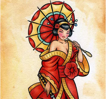 modern geisha tattoo