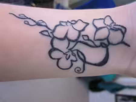 Black Outlined Orchid Tattoo Black Outlined Orchid Tattoo