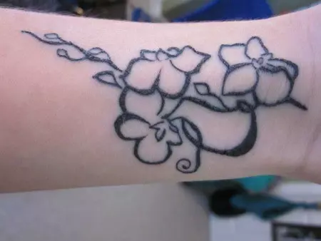 Black Outlined Orchid Tattoo