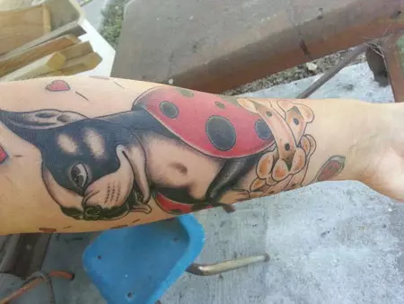 Boston terrier Ladybug Design Tattoo