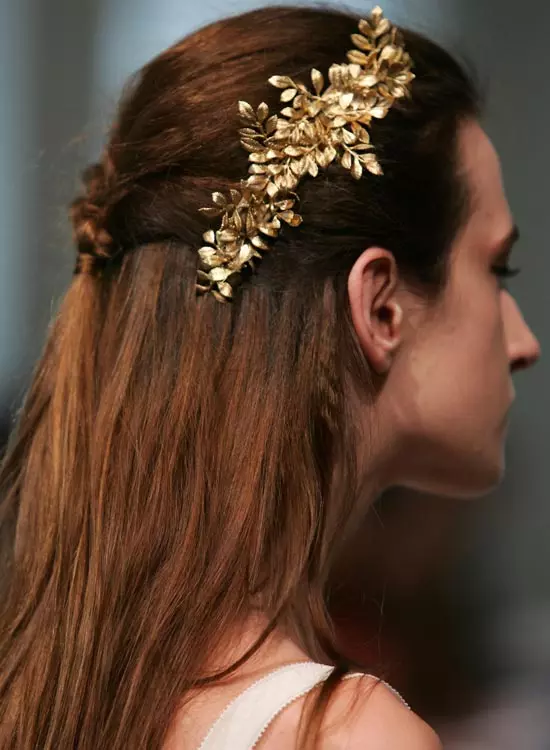 Braided Half Hairdo with Flowery Hair Brooch