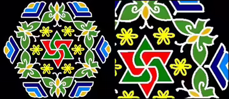 South Indian butterfly rangoli design South Indian butterfly rangoli design