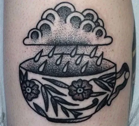 Clouds and Cup Tattoo