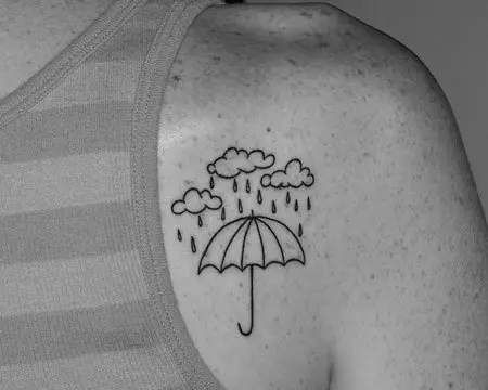 Clouds and Umbrellas Tattoo