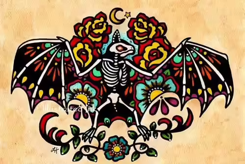 Colourful Bat tattoo Colourful Bat tattoo