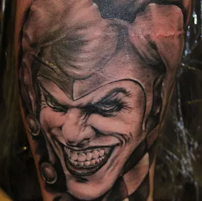 Evil Joker with Jester Hat Tattoo