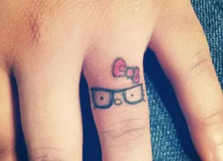 Finger Kitty Tattoo