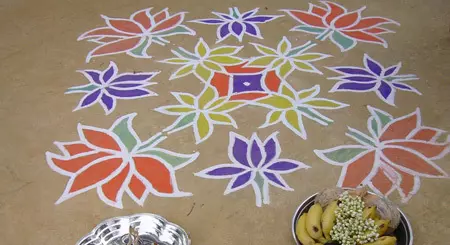 South Indian flower rangoli design