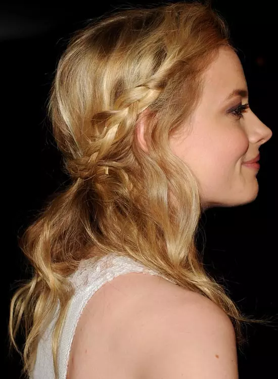 Golden Blonde Waves with Double Braided Wraparound