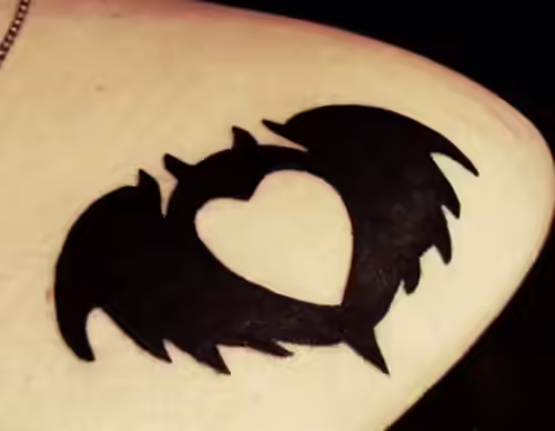 Heart shaped Bat silhouette Tattoo Heart shaped Bat silhouette Tattoo