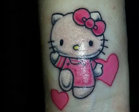 Hearts and Kitty Tattoo