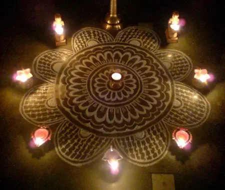 South Indian Karthigai kolam rangoli design