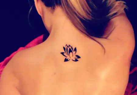 Miniature Upper Back Lotus Tattoo
