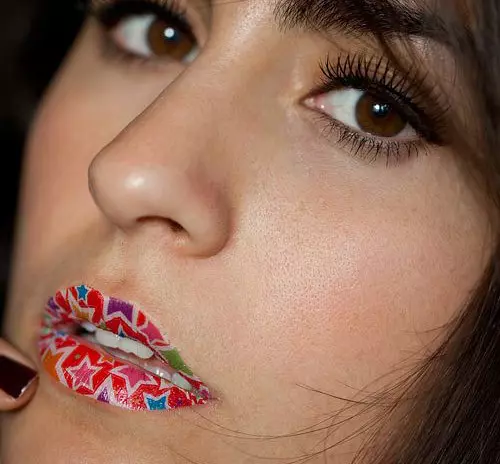 Multi Coloured Temporary Lip Tattoo